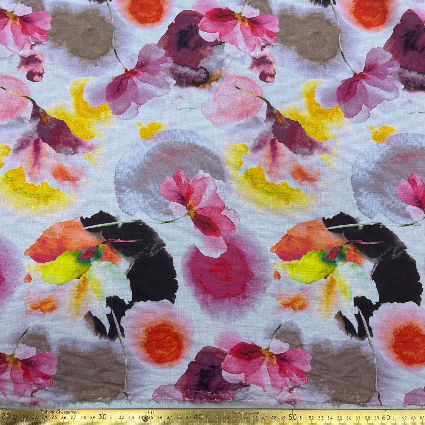 Water Colour Pink Floral Linen