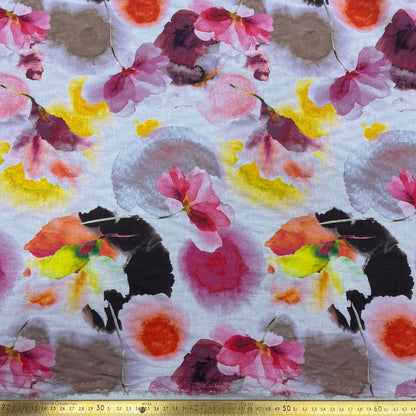 Water Colour Pink Floral Linen