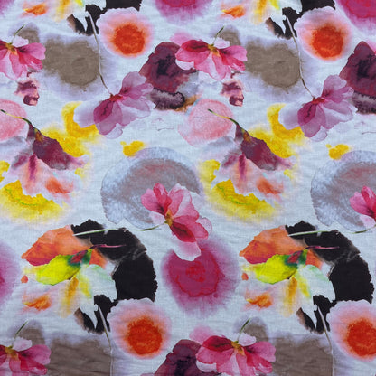 Water Colour Pink Floral Linen